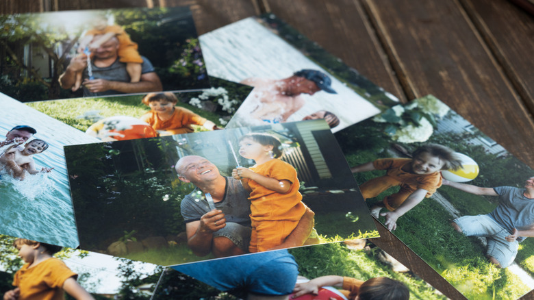 A collection of printed family photos