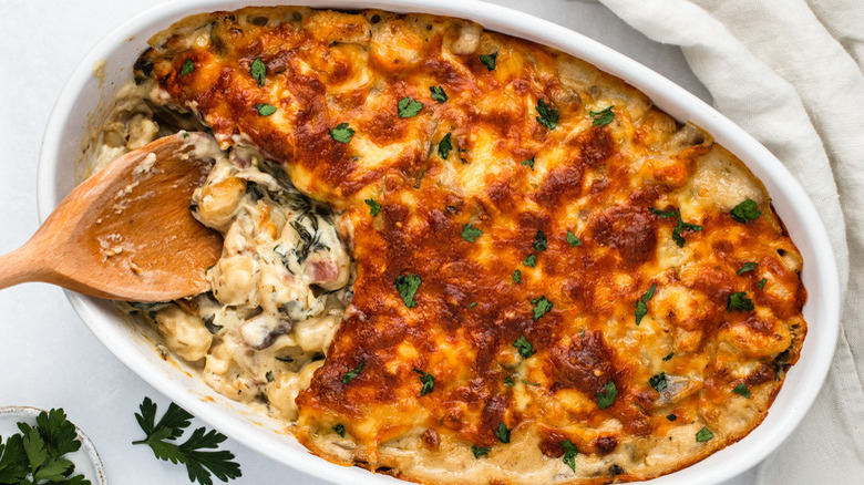 Casserole in white pan