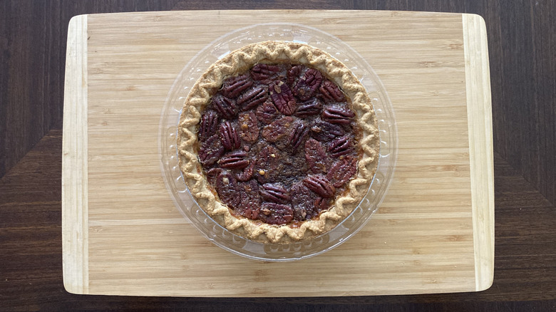 Fry's Bakery Fresh pecan pie on a wooden board