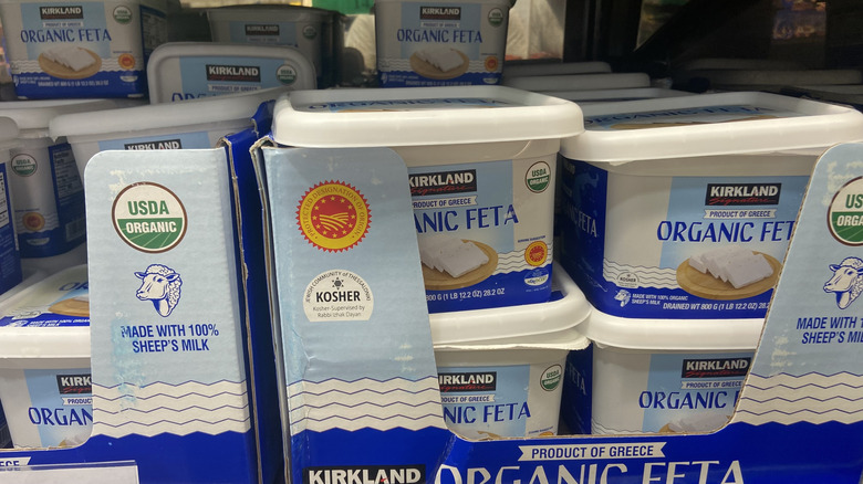 shelf full of organic feta containers