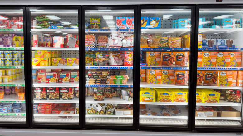 wide shot of Dollar Tree frozen foods section