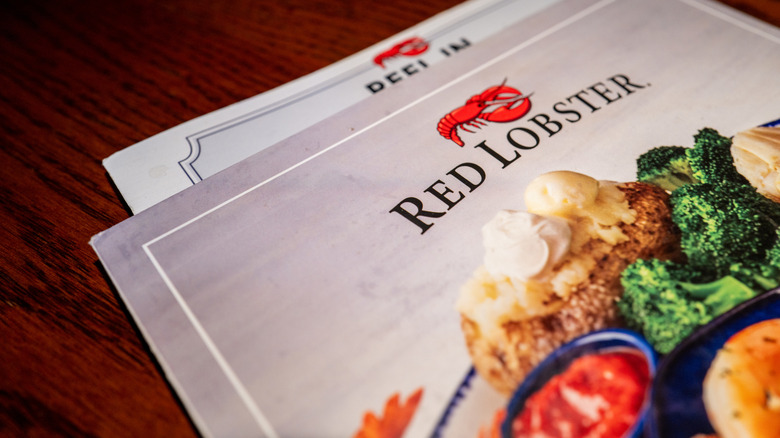 Red Lobster menu on a table