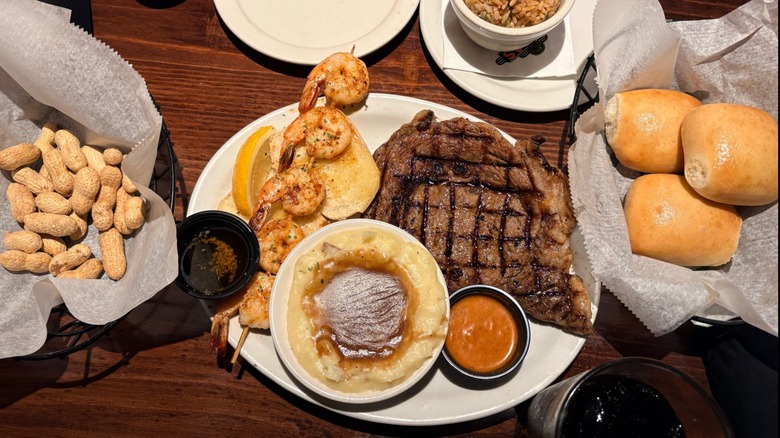 Texas Roadhouse meal on a table