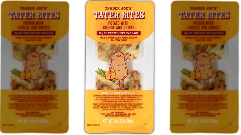 Package of potato, cheese, and chive bites.