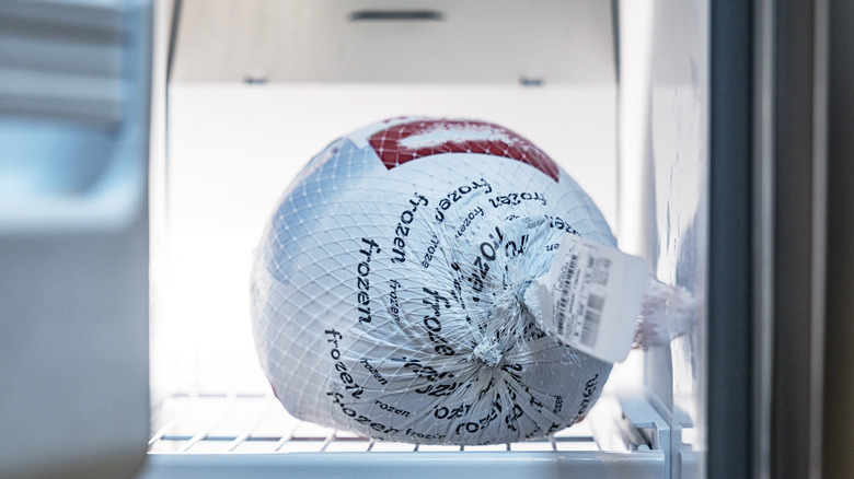 frozen turkey on a shelf