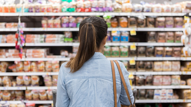 Woman in bread aisle