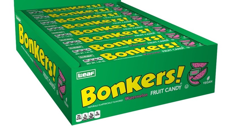 A box of Bonkers candy packages