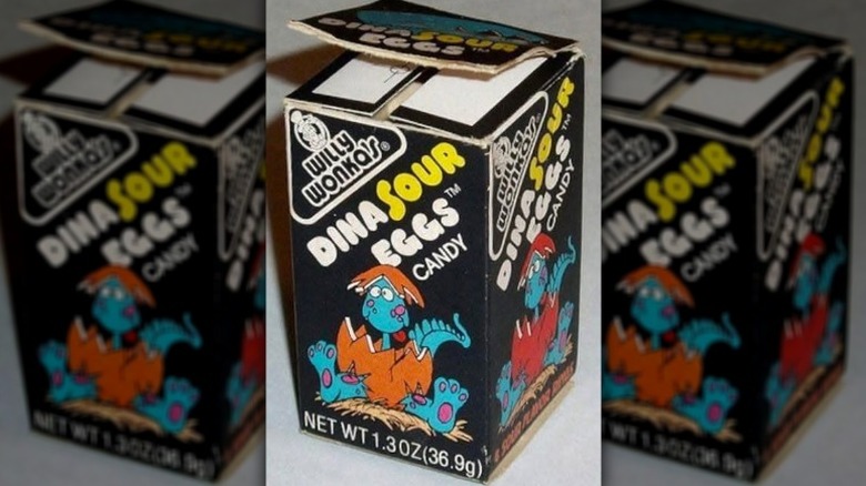A box of DinaSour Eggs from Willy Wonka