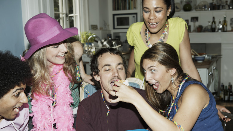 friends eating at party