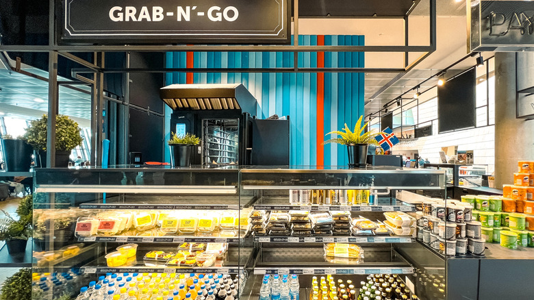 Open case with prepackaged foods