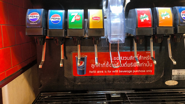 Pepsi fountain machine that is not very clean