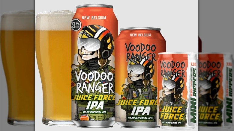 Voodoo Ranger Juice Force cans in varying sizes