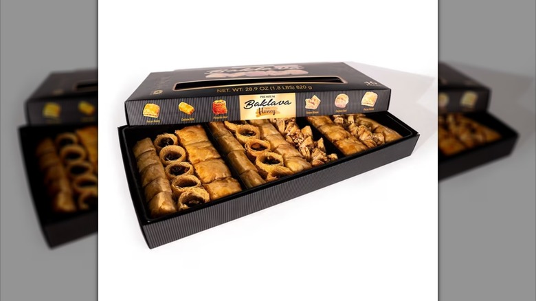 open box of baklava pieces