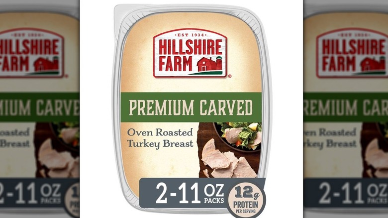 Package of Hillshire Farm premium carved oven-roasted turkey breast