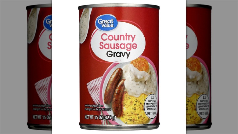 A can of Great Value country sausage gravy