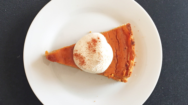 top view of pumpkin pie slice