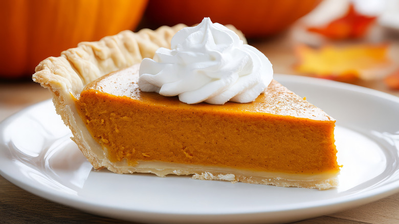 pumpkin pie slice on plate