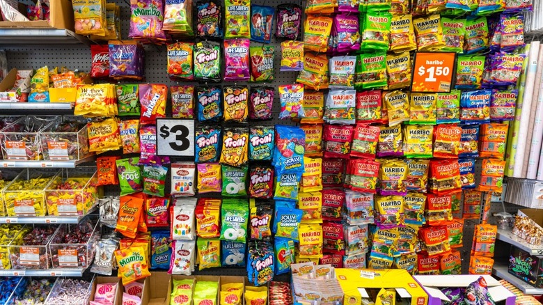 Candy section inside a Five Below location.