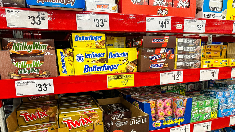 Candy aisle inside Sam's Club.