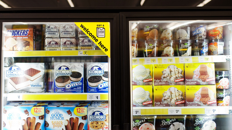 Ice cream in the frozen food section