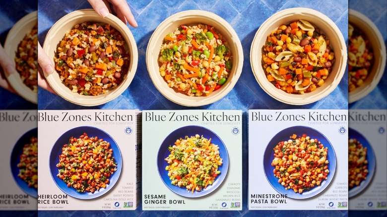Blue Zones Kitchen frozen dinners in boxes and bowls