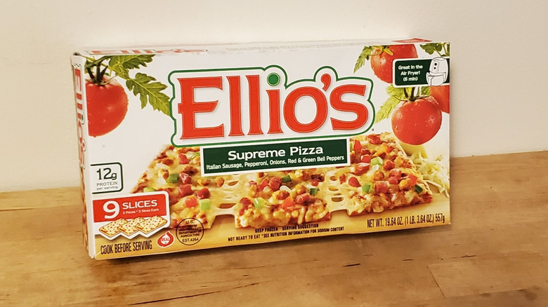 A box of Ellio's frozen pizza