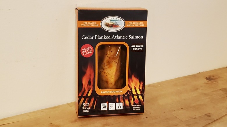 A box of frozen salmon