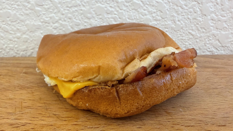 Bacon Breakfast Jack sandwich with bacon, egg, and cheese