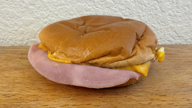 Breakfast Jack sandwich with ham, egg, and cheese