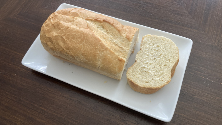 sliced Kroger French bread on plate