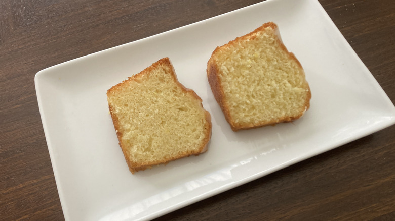slices of Kroger lemon pudding cake on plate