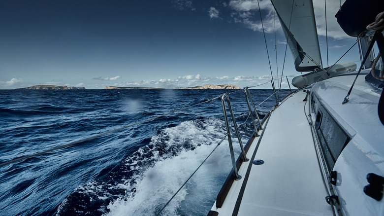Yacht on choppy water