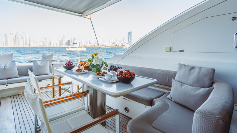 Breakfast food on yacht