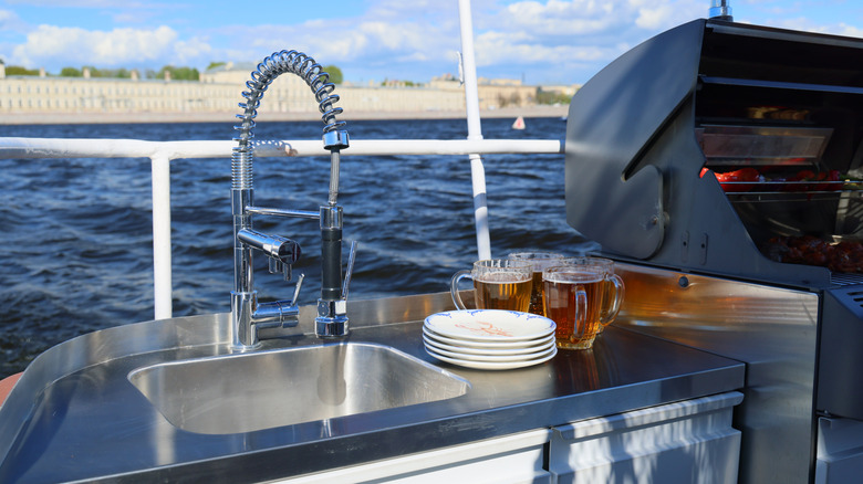 Outdoor kitchen on a boat
