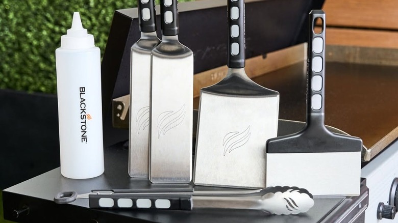 Close up of several Blackstone accessories