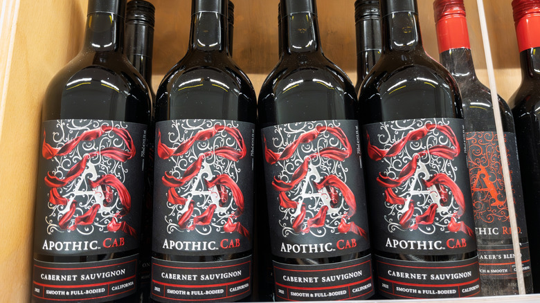 Dark glass bottles of Apothic cabernet savignon