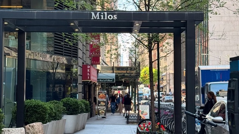 Exterior shot of Milos on West 55th street