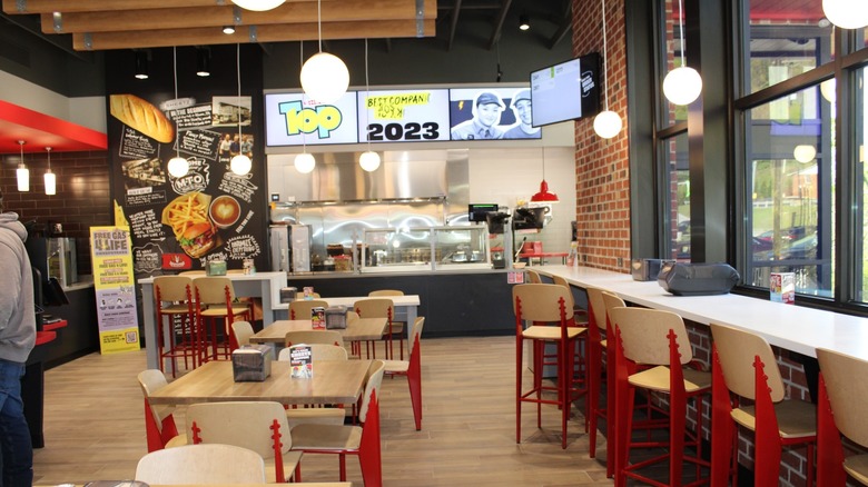 The interior of a Sheetz store and the ordering counter