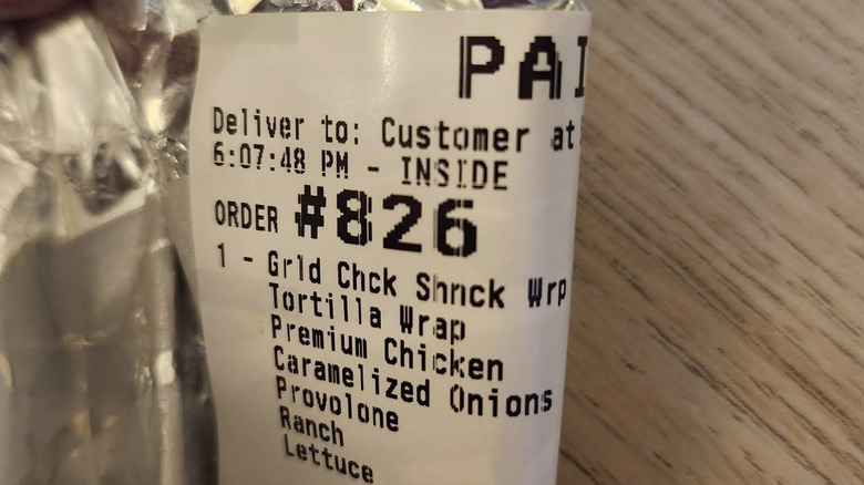 A printed order number and slip from Sheetz