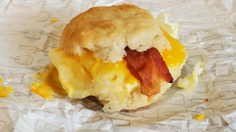 A Wendy's Bacon, Egg and Cheese Biscuit