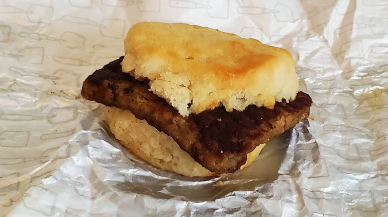 A Wendy's Sausage Biscuit