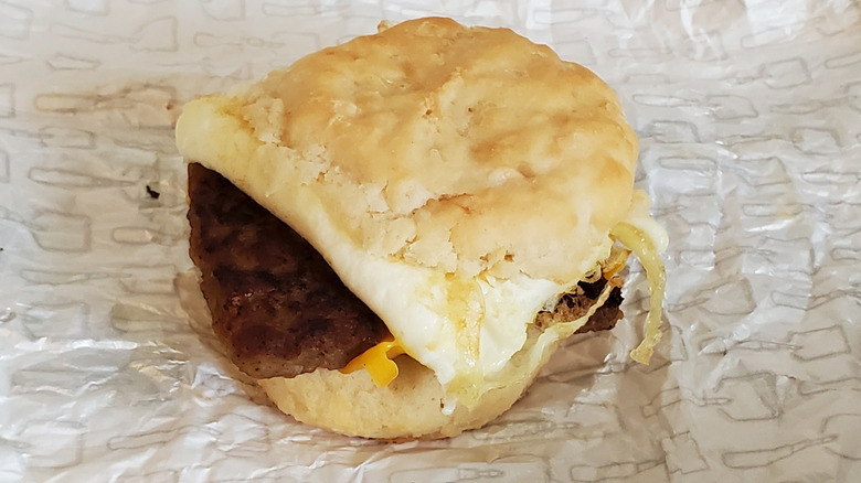 A Wendy's Sausage, Egg and Cheese Biscuit