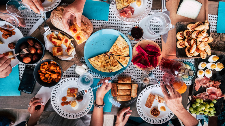 people eating appetizers at table