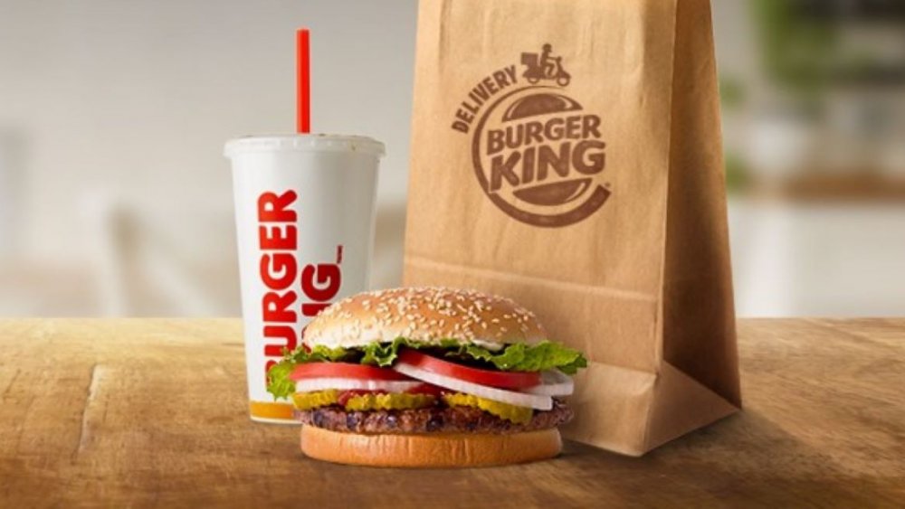 Burger King burger and drink, sans reusable packaging