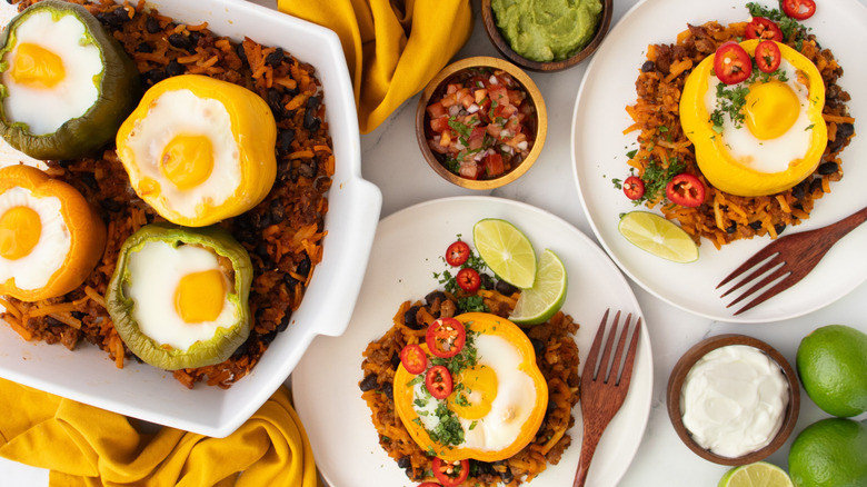 bell peppers stuffed with baked eggs