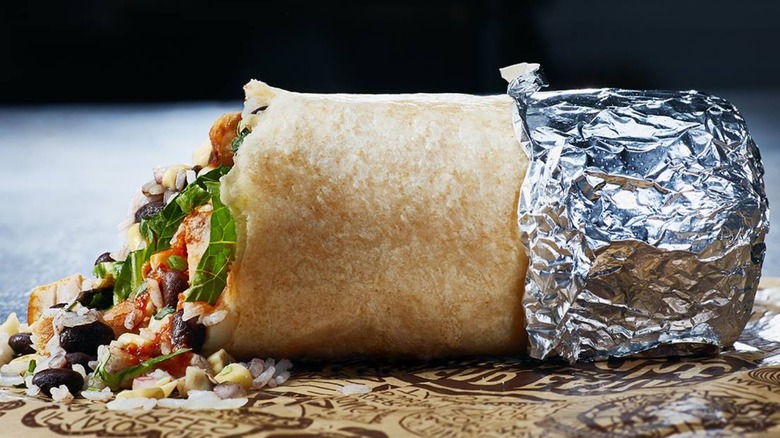 Chipotle burrito unwrapped