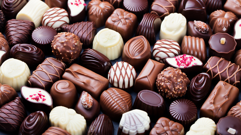 A variety of chocolates
