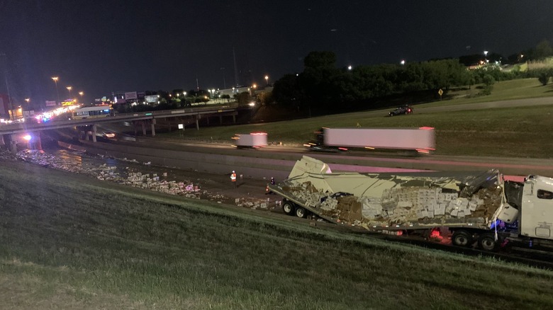 Dallas Fort Worth tractor trailer egg spill accident