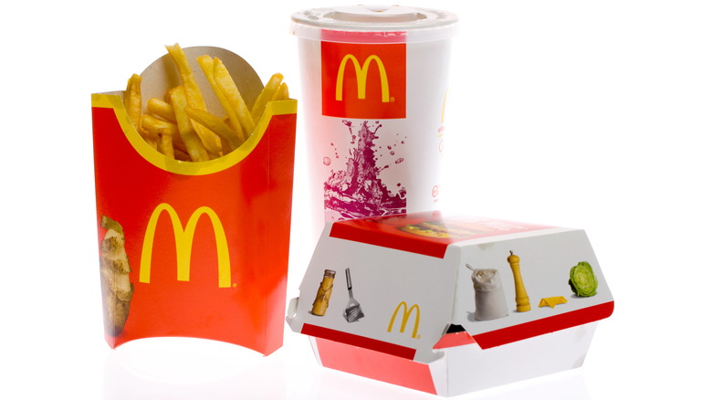 McDonald's meal on white background