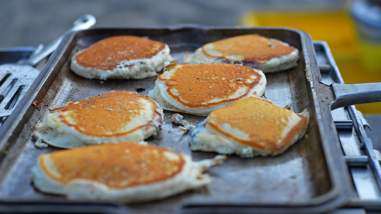 Pancakes on a griddle